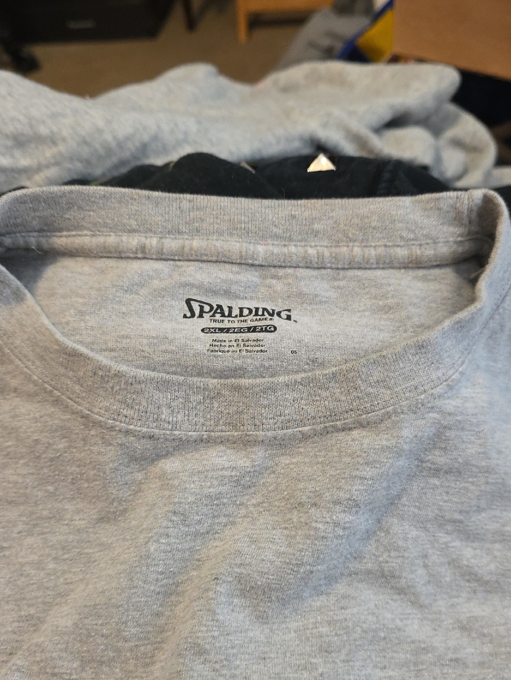 Spalding Light Gray Crewneck Tee with Neck Logo
